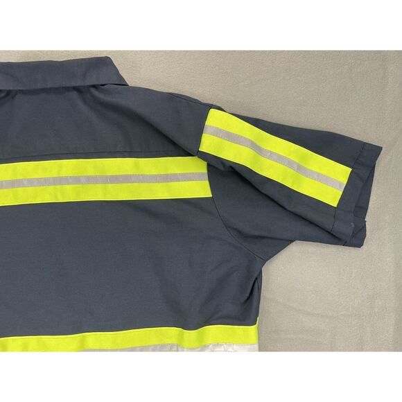 RED KAP LARGE MENS SHIRT BLUE REFLECTIVE STRIPE HI RES TOW TRUCK SAFETY - Picture 11 of 13